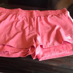 {$13 BUNDLED} ADIDAS Prime Peachy Pink White Striped Activewear Shorts